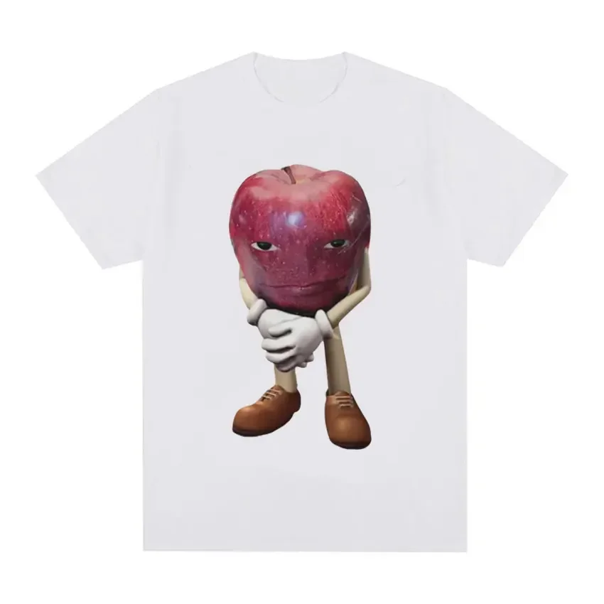 Funny Me Asf Apple with Face Meme T Shirt Unisex Fashion High Quality T Shirts Men Retro Casual Short Sleeve T-shirt Tops