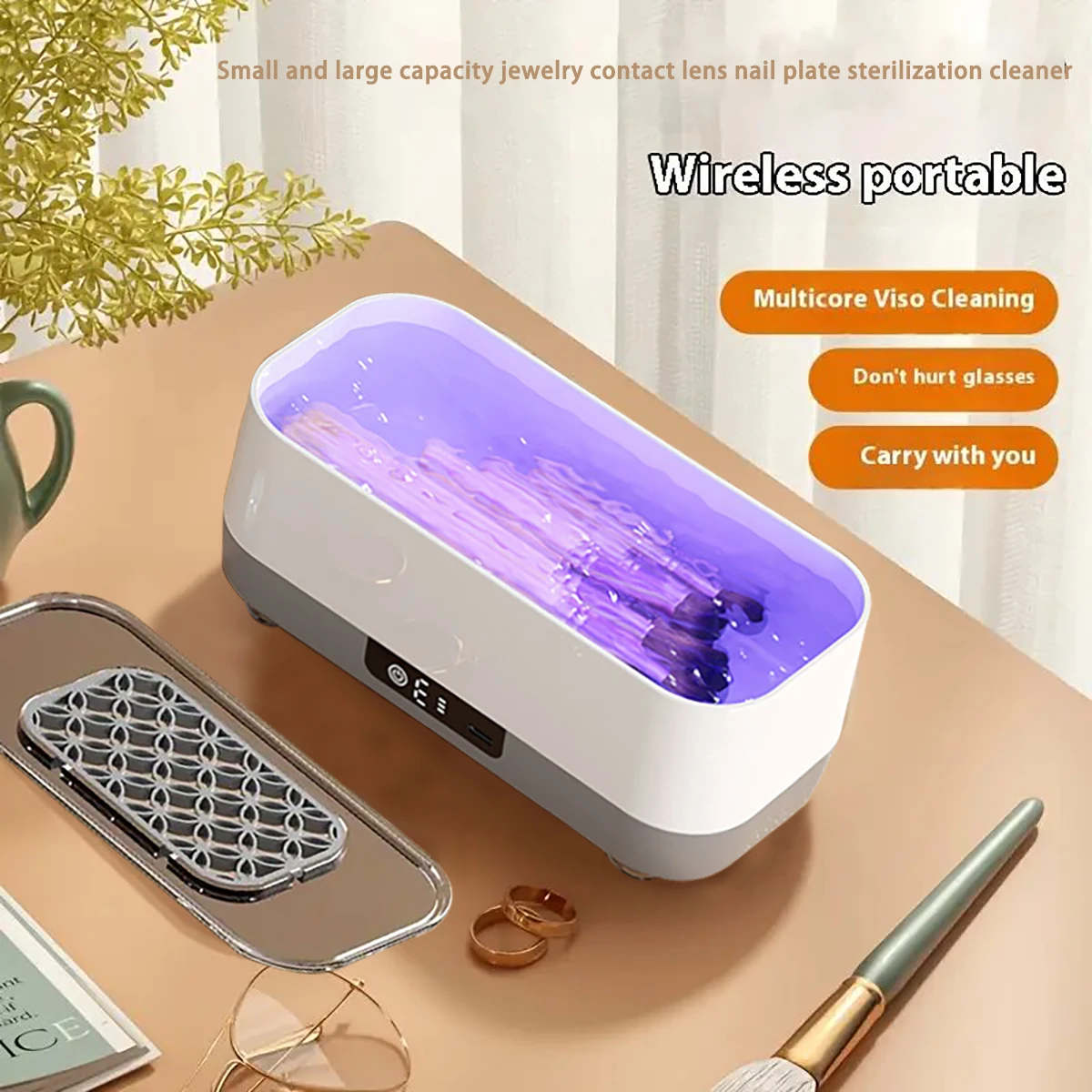 น้ํายาเช็ดแว่นตาแบบพกพา 360 °   ทําความสะอาด ชาร์จ USB เหมาะสําหรับแปรงแต่งหน้า แว่นตา กล่องเก็บเครื่องประดับที่เป็นมิตรในการเดินทาง