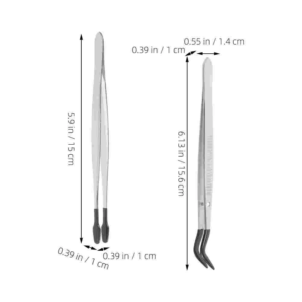 2 قطعة ملاقط متعددة الأغراض أداة مجوهرات لاش ملقط طعام حاجب من الفولاذ المقاوم للصدأ