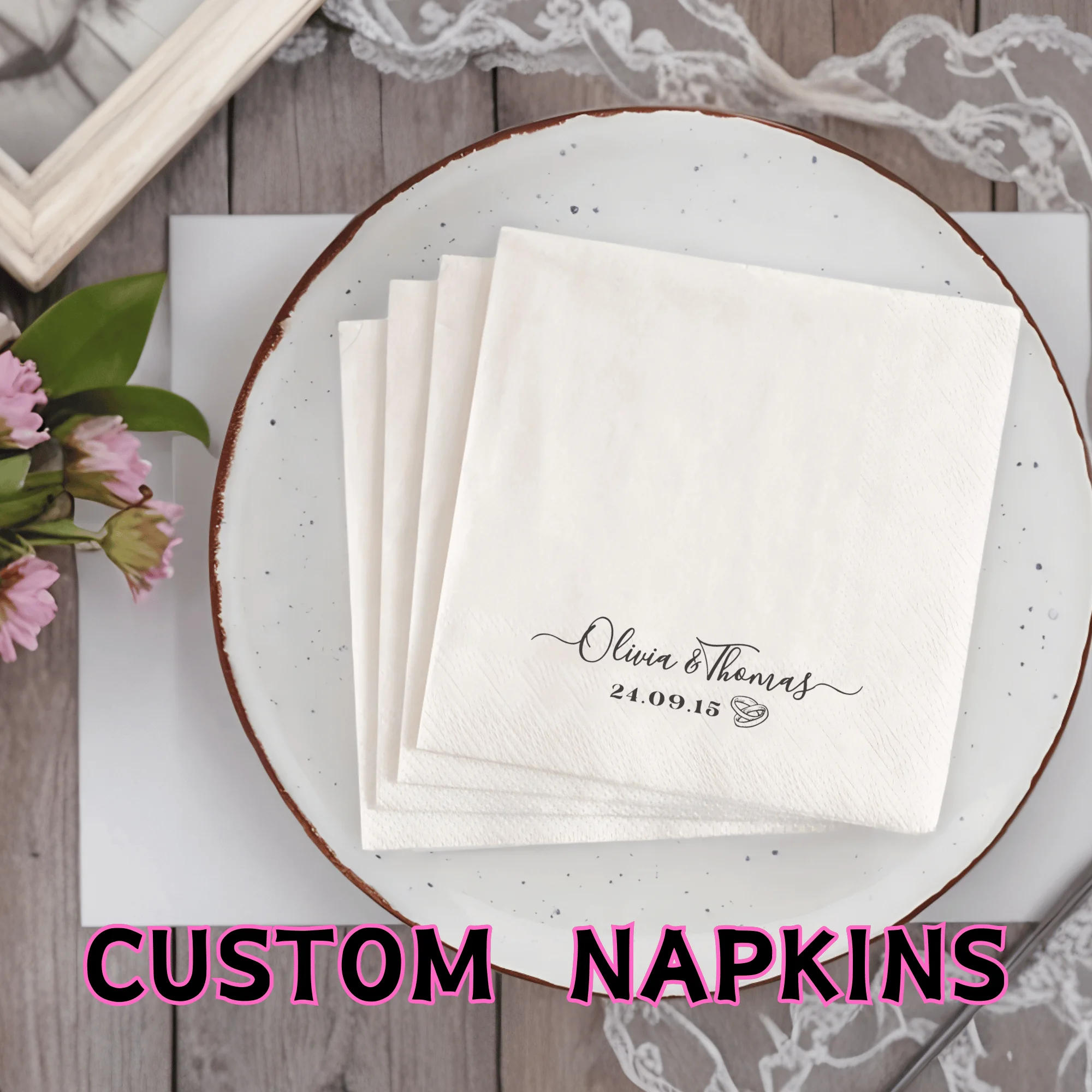 

Personalized Christmas Paper Napkins 50-500PCS Custom Disposable Wedding Anniversary Tissue for Cocktail Napkin Party Decoration