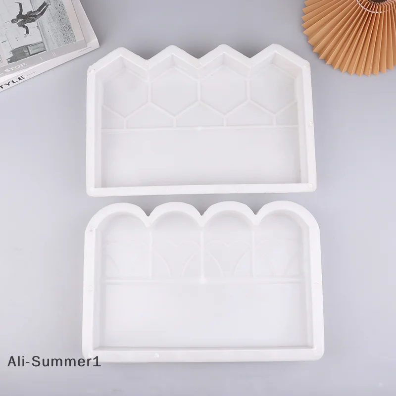 【E】Garden Edging Fence Concrete Molds Reusable DIY Garden Brick Mold For Fish Pond Backyard Patio Garden Decoration
