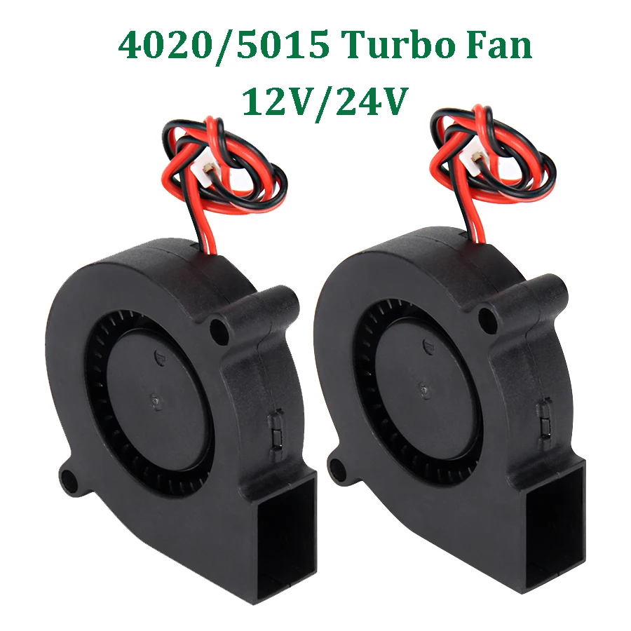 

4pcs DC 12V 24V Cooling Fan Brushless Blower Turbo Fans Extruder 2 Pin 4020 5015 Cooler Blower Fans 3D Printer Parts