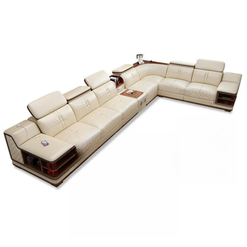 Classic retro first-layer cowhide sofa modern simple living room corner leather sofa