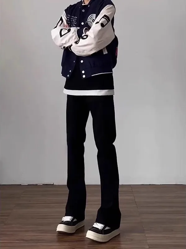 

Cleanfit Men's Slim Fit Bootcut Jeans mid Waist Fce Lined Thiened Autumn Winter Straight Leg Trousers Wear Resistant