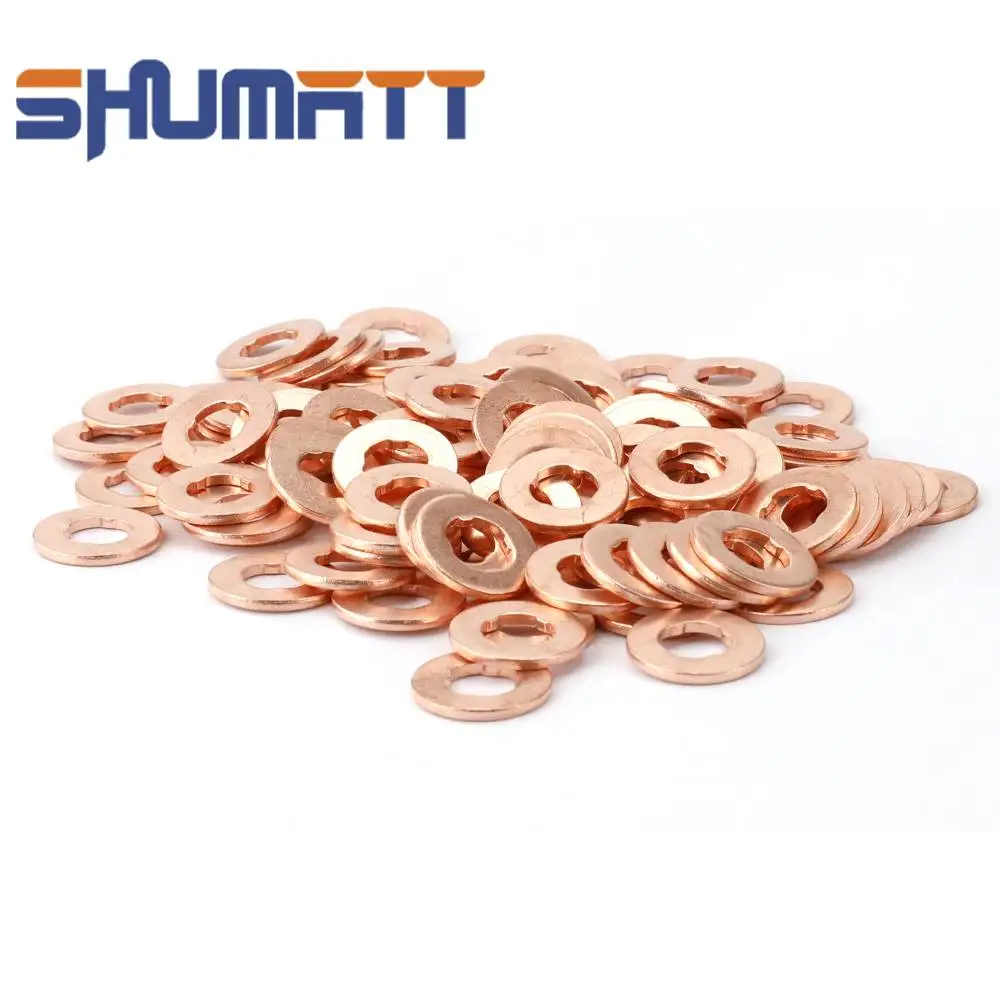 100 قطعة F00VC17503 حاقن وقود الديزل النحاس غسالة الرقائق 15*7.2*1.5 مللي متر لحاقن 0445110020 028 029 030 036 044 057 059 064