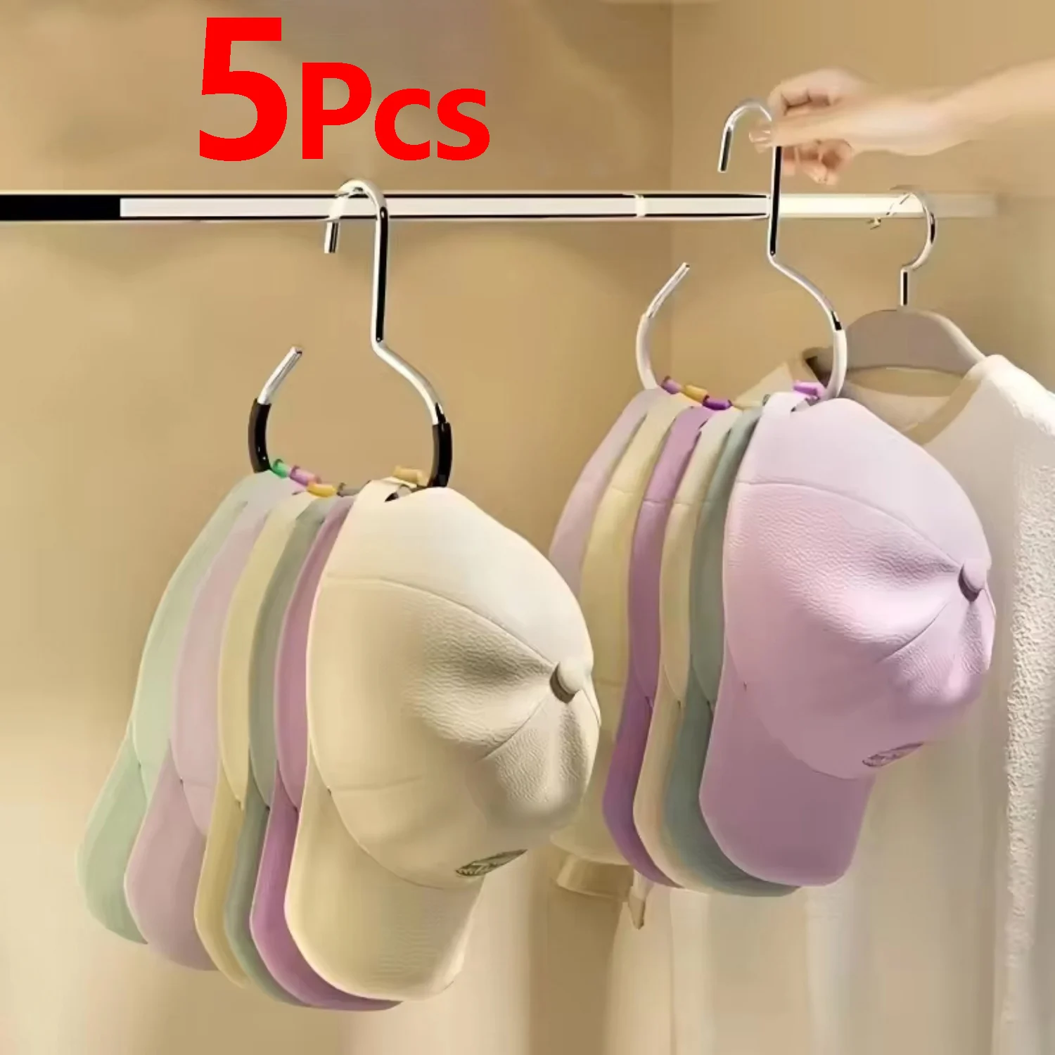 5Pcs Manganese Steel Hat Hanger Hooks Versatile Closet Organizer for Hats Ties Scarves Bags Strong Load Bearing Non Deformable