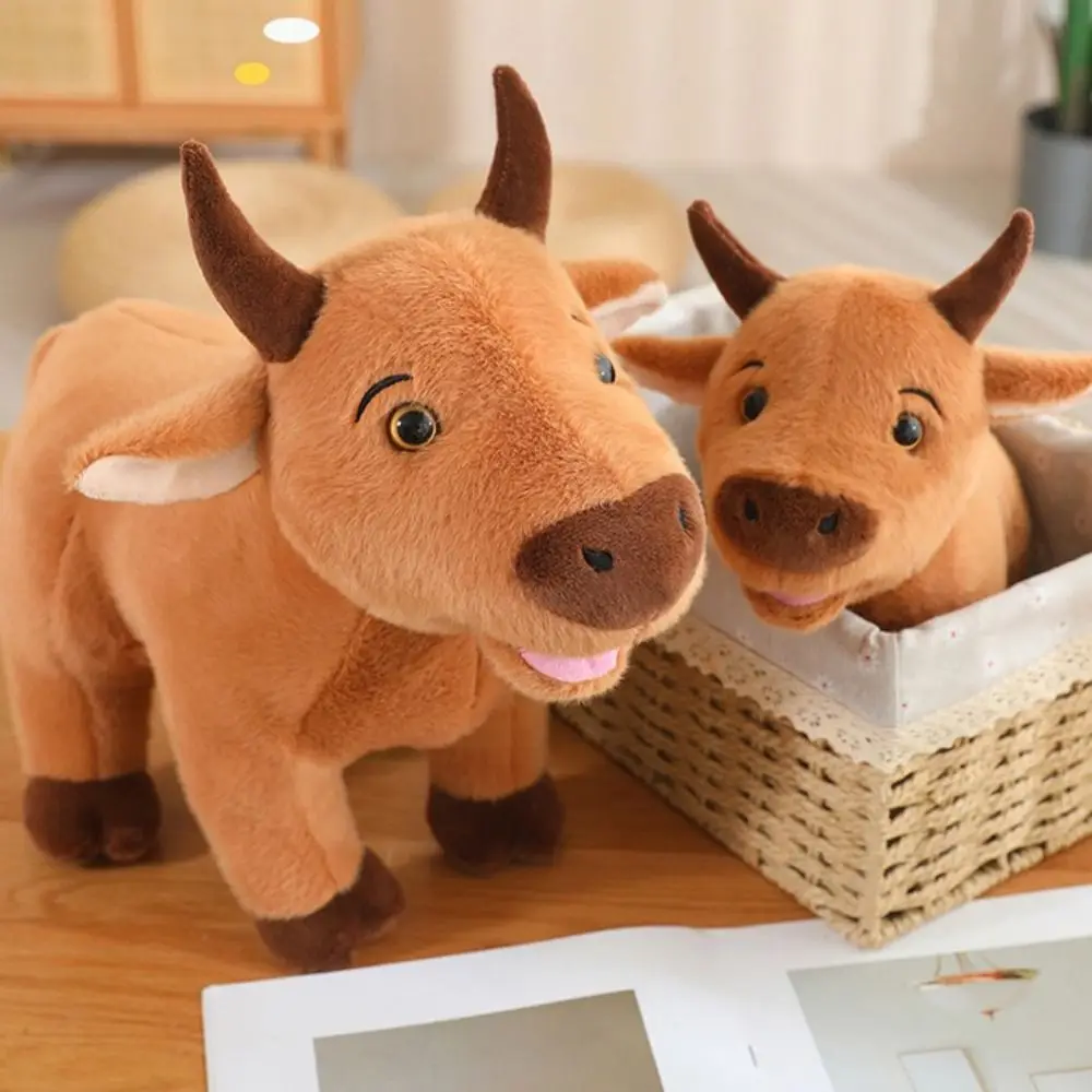 봉제 황소 동물 인형 사실적인 시뮬레이션 스크래퍼 황소 장난감 푹신한 소 봉제 인형 크리스마스 선물
