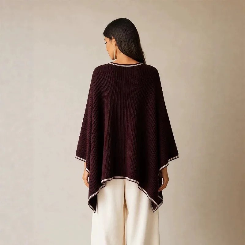 2026 Cross-border European and American Autumn New Irregular Long-sleeved Knitted Blouse Elegant Temperament Commuting Pullovers