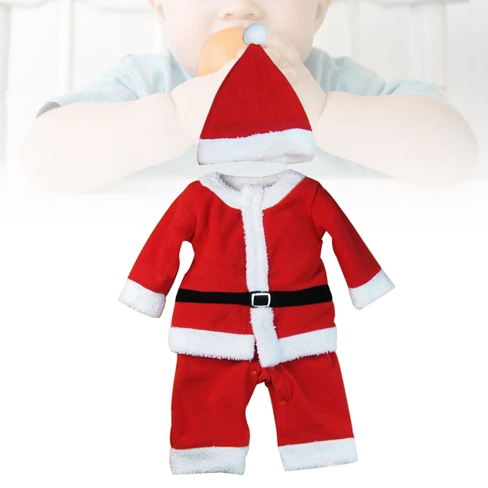 Set di cappelli natalizi per neonato Pagliaccetto in cotone per neonato Adorabile abbigliamento per neonato 80 cm Pagliaccetto per neonato per fotografia di feste per ragazzo