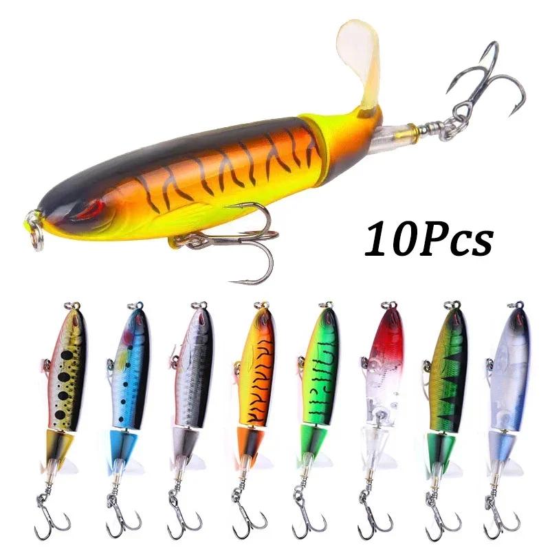 Popper Angeln Locken Set 11 cm/14g Künstliche Topwater Harten Köder Rotierenden Wobbler Tackle Angeln Köder Zubehör 5/10 Stücke Pesca