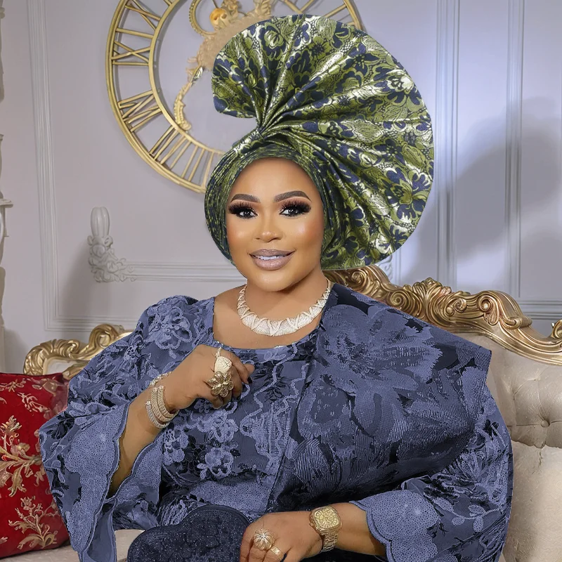 

African Autogele Women Turban Cap Nigeria Wedding Gele Ready To Wear Head Wrap Headtie Evening Party Headwear Bonnet Hat Hijab