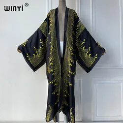 WINYI strój na lato kimono africa elegancki nadruk okrycie plażowe sukienka maxi swetry plażowe damskie 2024 abaya dubai luksusowe