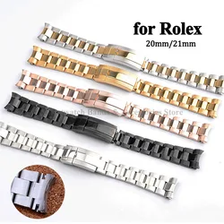 20mm Stainless Steel Watch Band for Rolex Daytona Submariner for Water Ghost Series Curved End Wrist Band Men Diving Bracelet