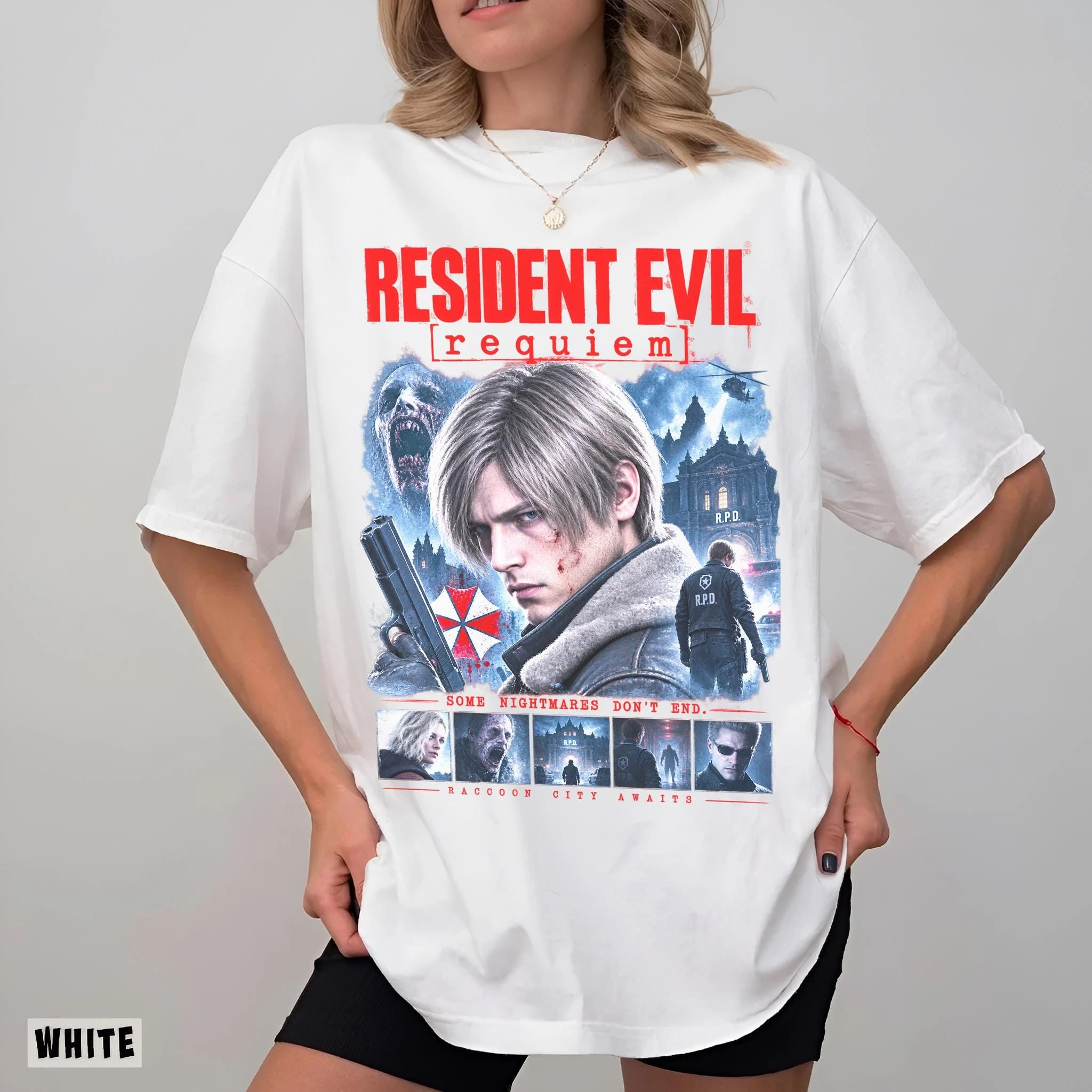 Leon Kennedy T-shirt, Resident Evil: Requiem T-shirt, Horror Game Merchandise, Grace Ashcroft T-shirt