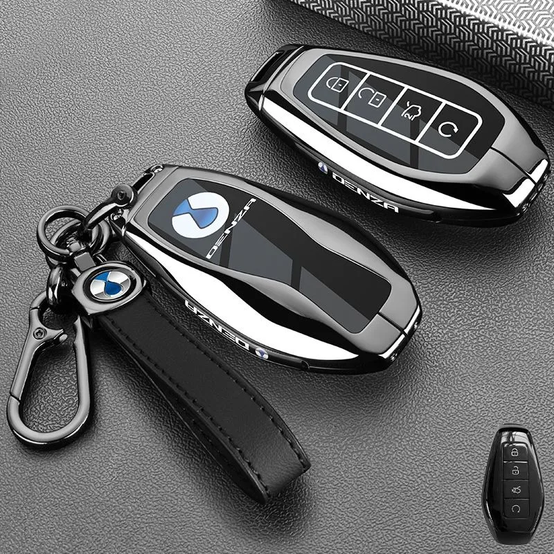 Zinc Alloy Car Key Case for DENZA N9 2025+ 2026 Remote Keychain Remote Cover Bag Shell Housing Ring Holder Fob Accessories