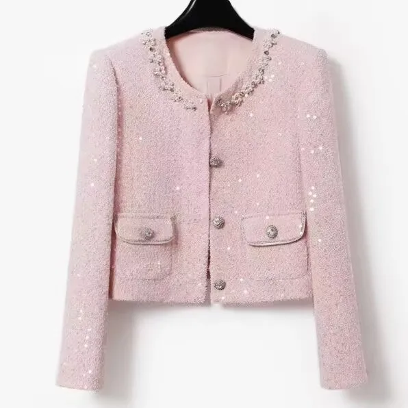 French White Small Fragrant Style Jacket for Women in Spring and Autumn 2026 New Style High-end Temperament Socialite Short top