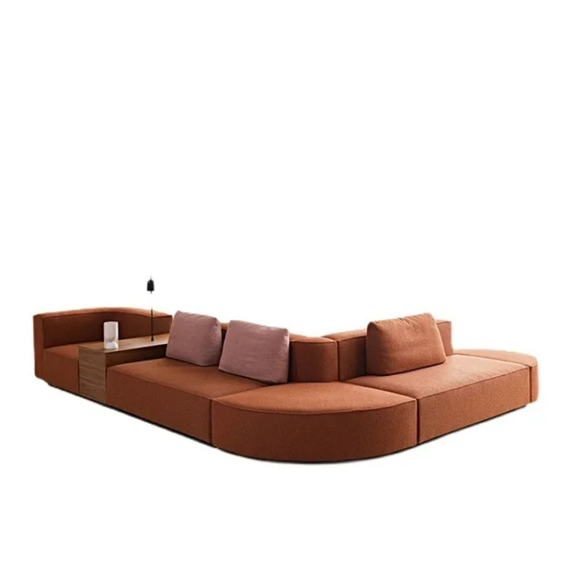 

Nordic wabi-sabi style living room, double-sided sitting combination sofa, modular fabric Italian minimalist special-shaped tofu