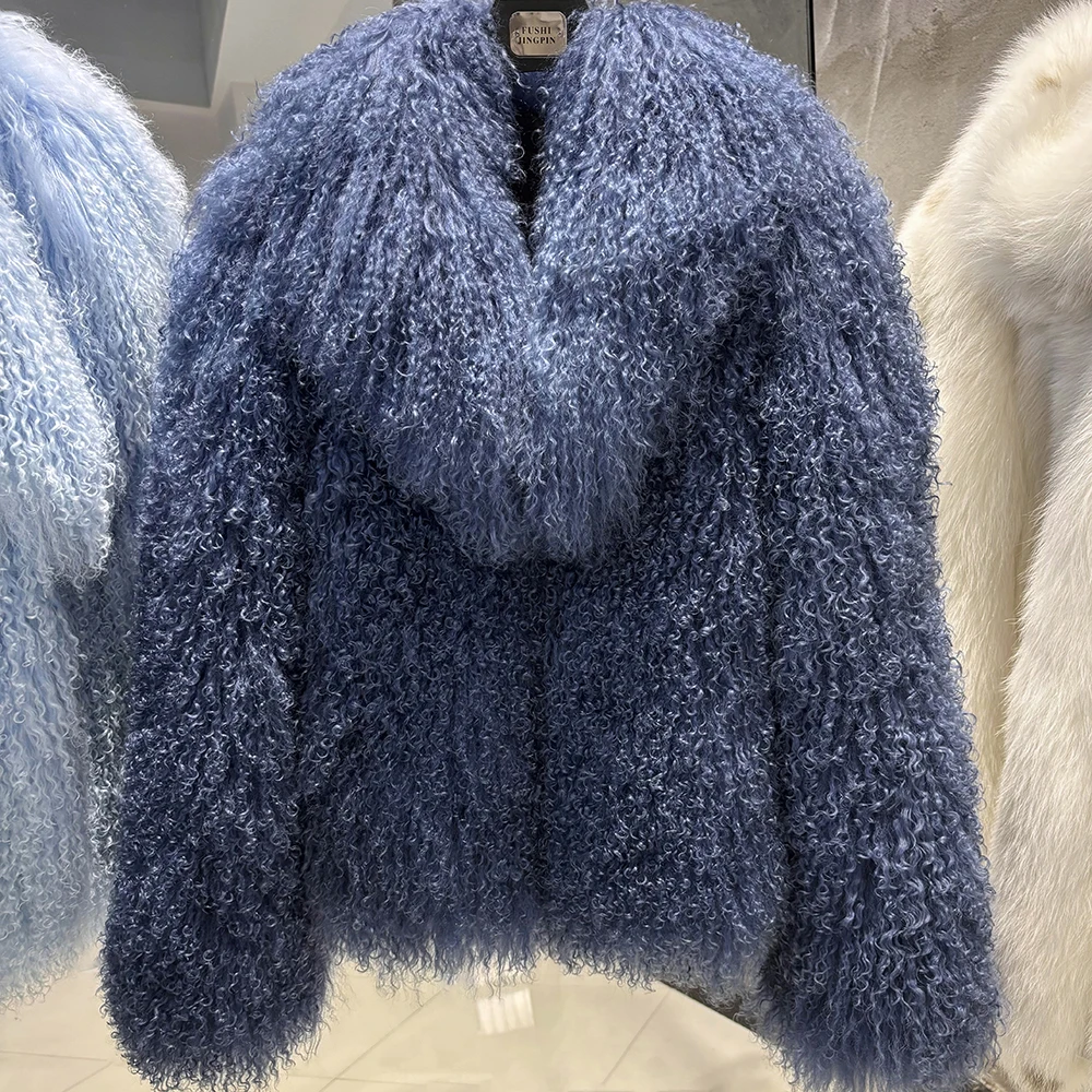 YOLOAgain 2025 Winter Warm Women's Real Mongolia Sheep Fur Jacket Plus Size 8XL Sheep Fur Coat
