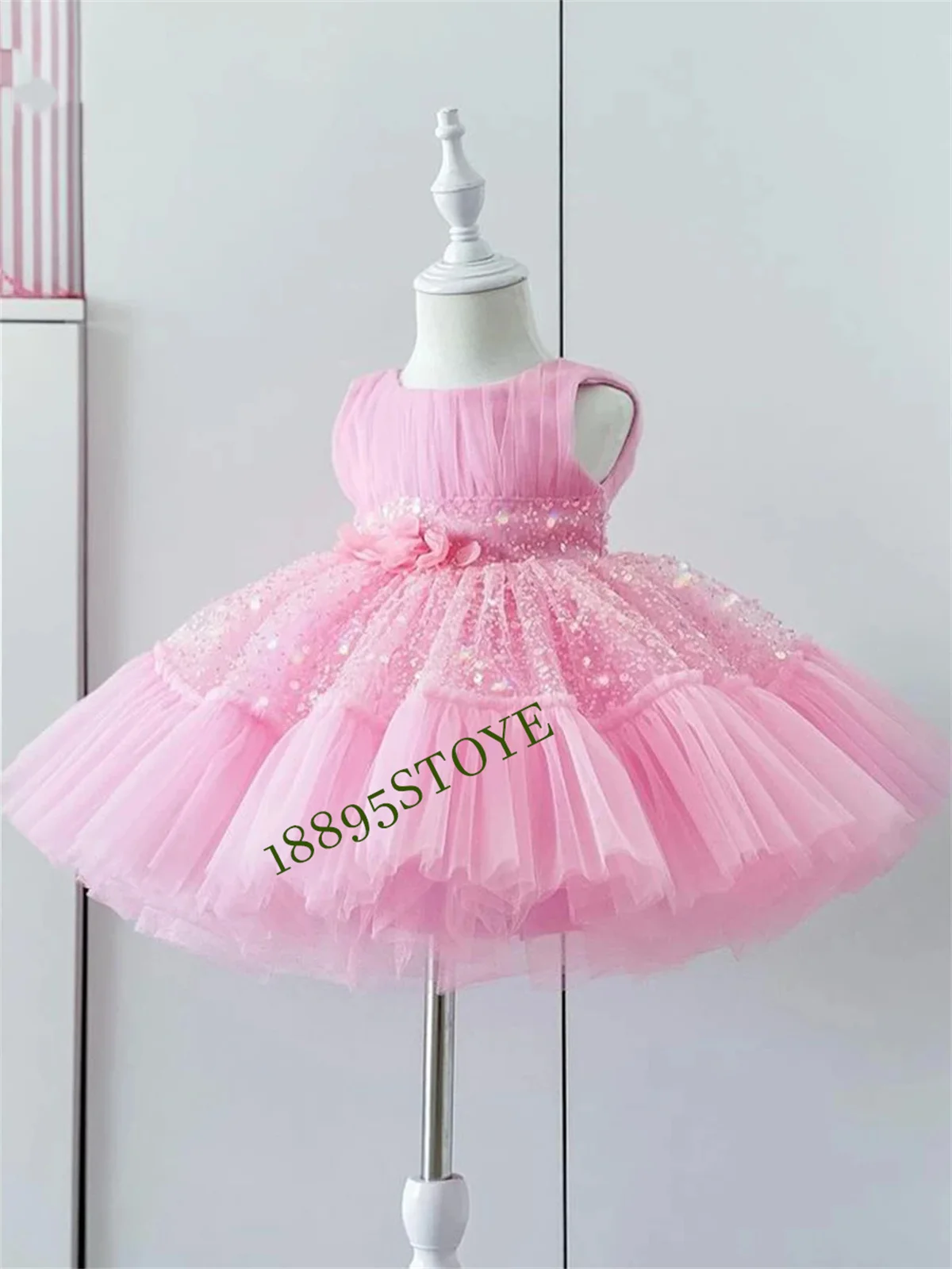 

Girl Party Dresses Glitter Sparkly Flower Girl Dresses Puffy Kids' Dresses Cute Baby Dresses Princess Dress