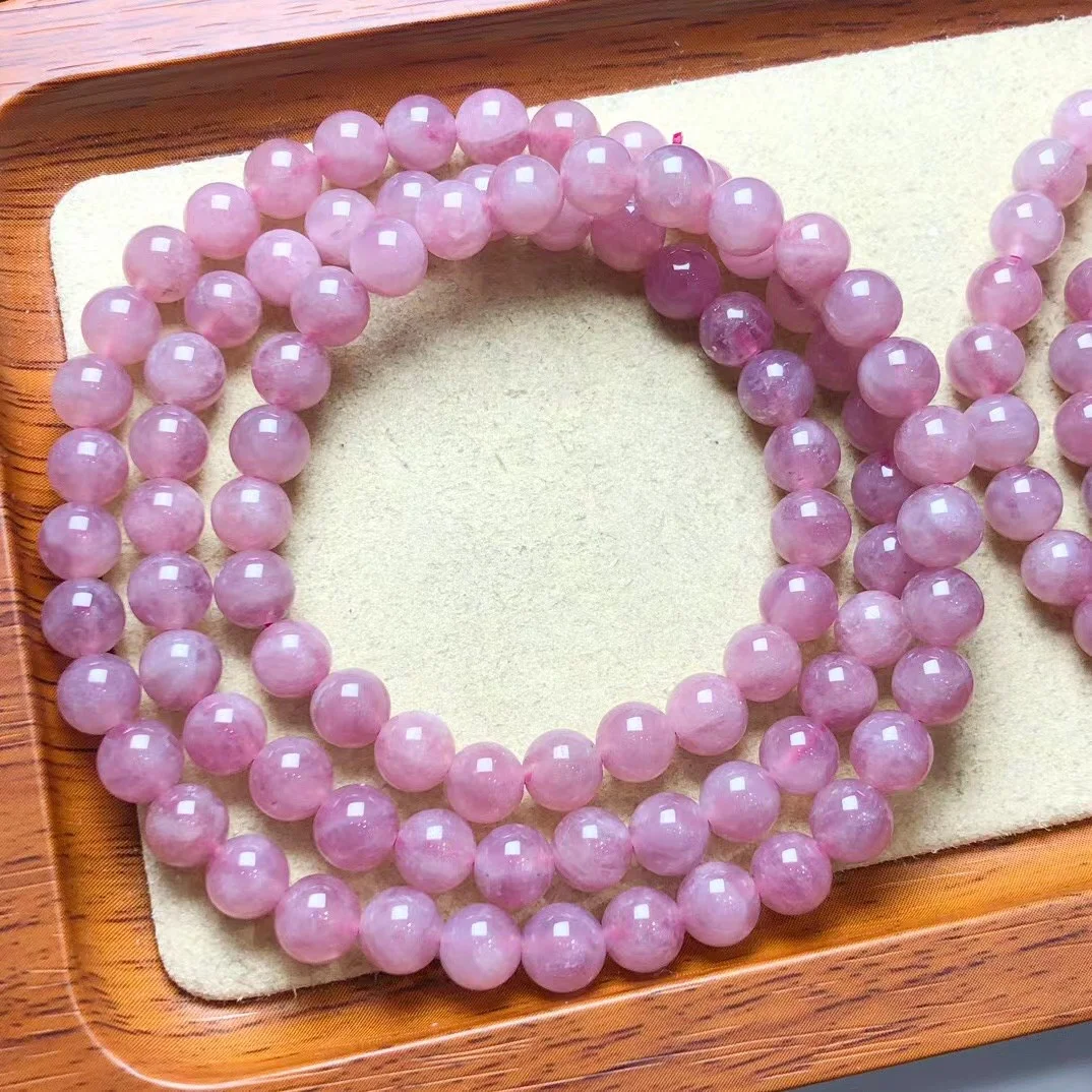 

Natural Rose Quartz Triple Circle Bracelet Pink Crystal Healing Fashion Reiki Crystal Jewelry Birthday Gift 1pcs 6mm