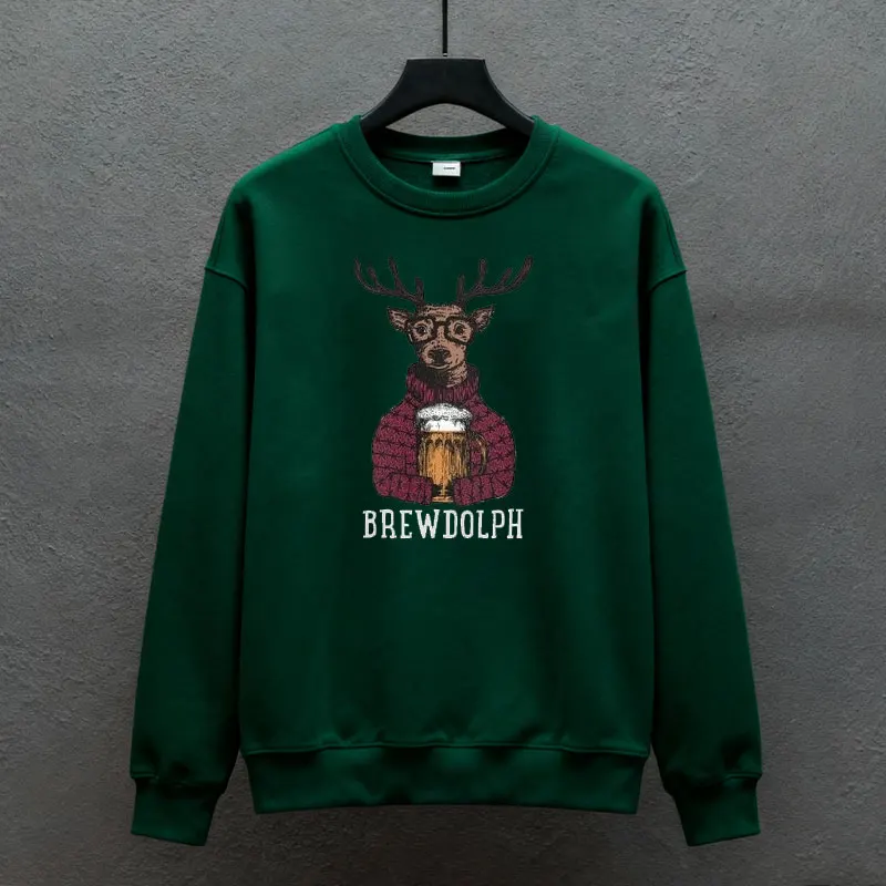مضحك البيرة عاشق عيد الميلاد هوديي الرنة عطلة حزب Crewneck البلوز شرب قميص للرجال الخريف والشتاء السترة