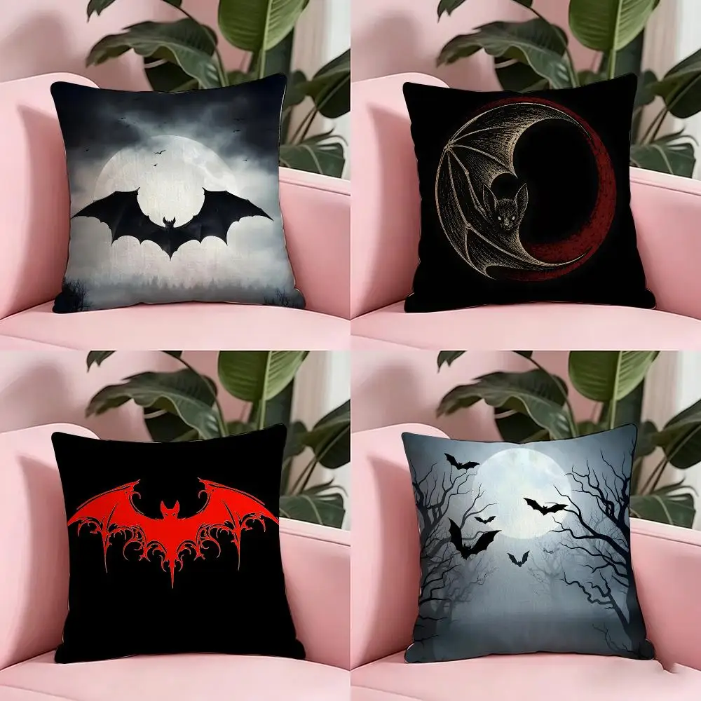 Halloween bats Cushion Cover Anti-dustmite Pillowcase Invisible zipper silky short plush Sofa cushion cover