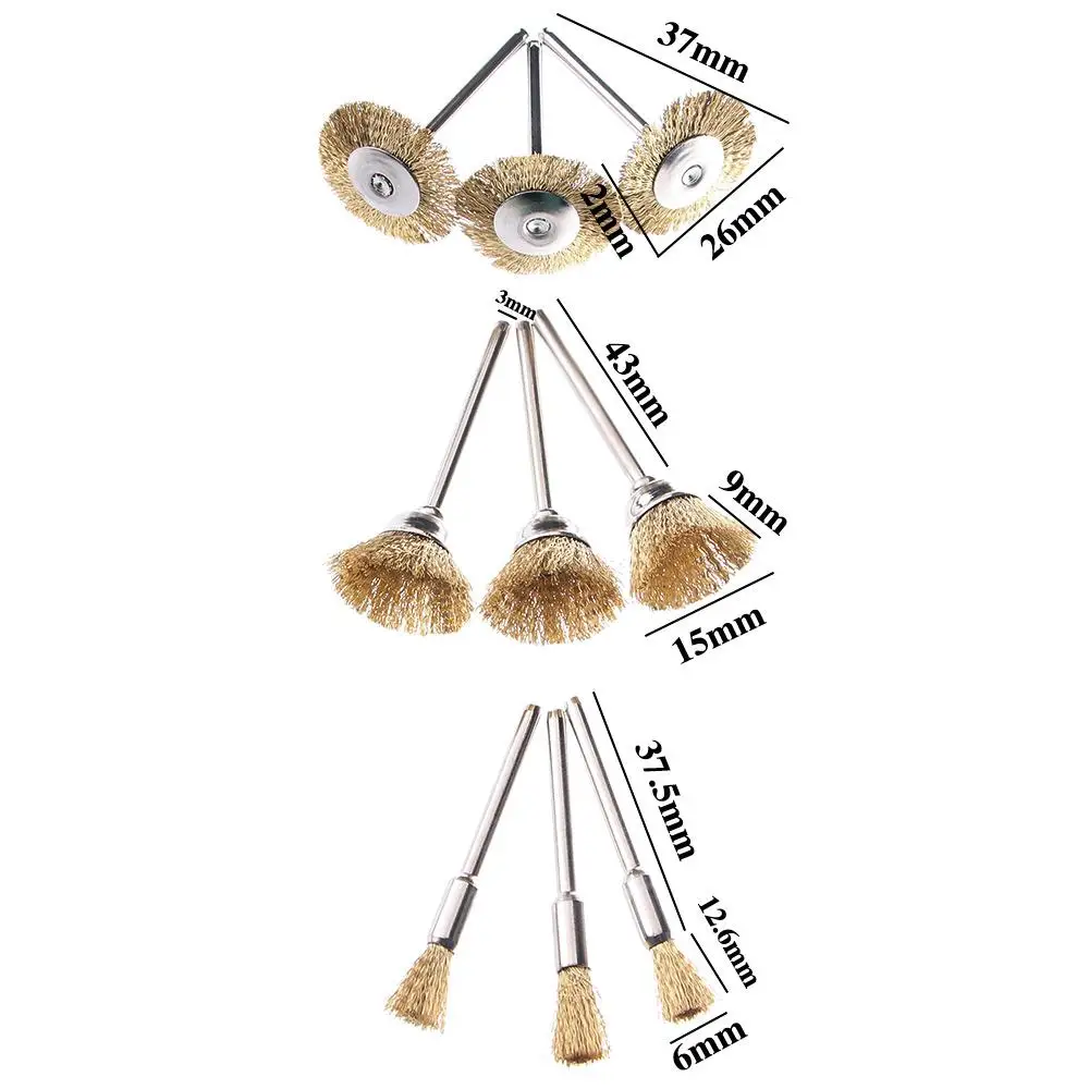 Rust Removing for Electric Grinding Hand Tools Carving Craft Brass Wire Brush Wire Wheel Polishing Brushes Rotary Electric Tool