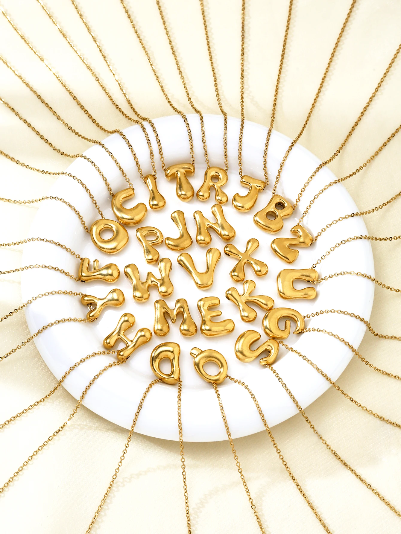 1 Piece Of Fashion Hip-Hop Personality With Three-Dimensional Balloon Bubble Stainless Steel 26 Letters Pendant Collarbone Chain