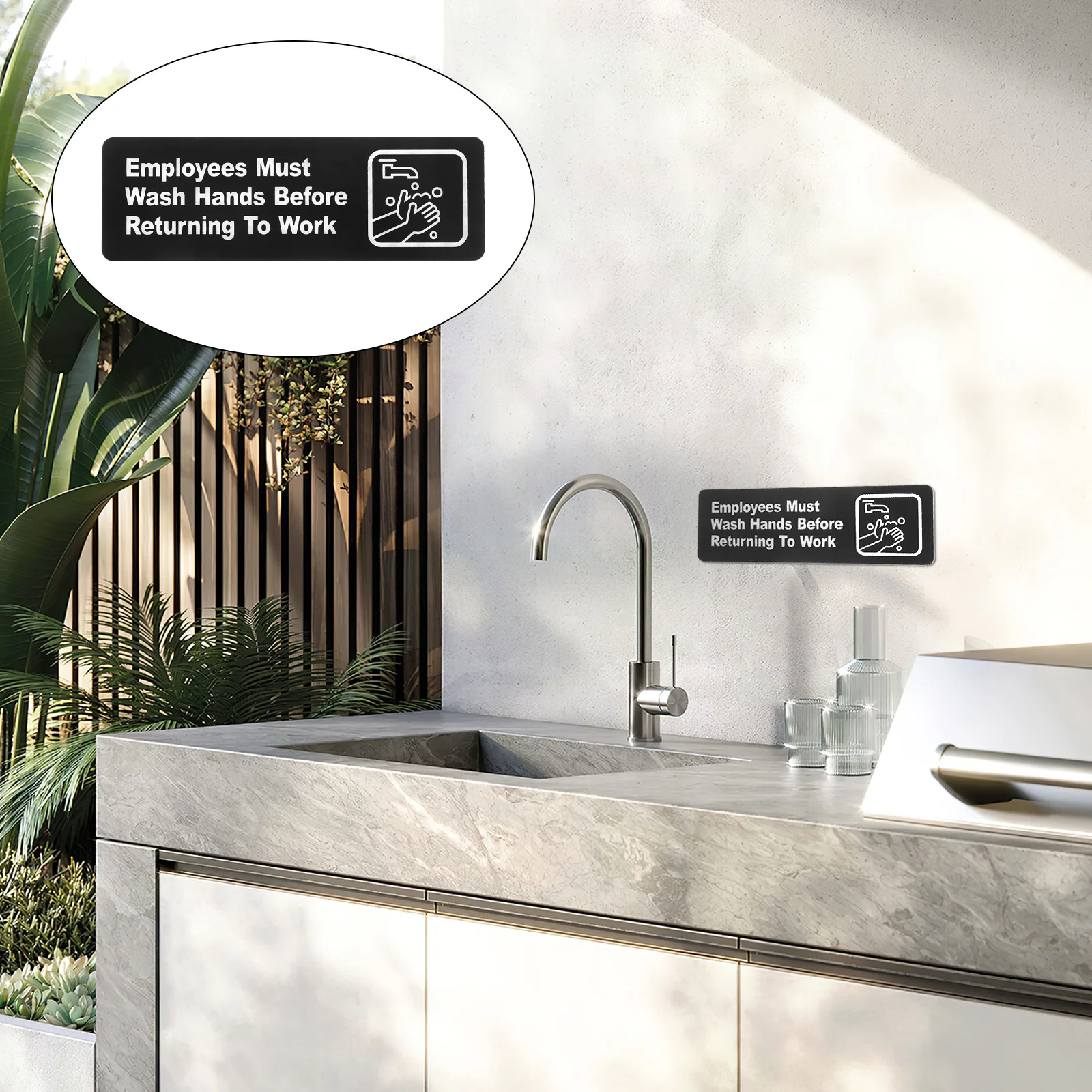 

4Pcs Handwashing Signs Employees Must Wash Hands Before Returning to Work Acrylic Self Adhesive for Office Hotel