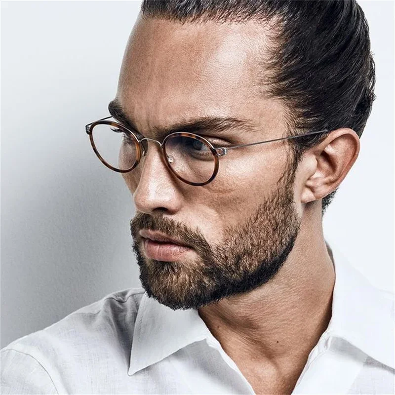 Denmark Brand Ultra-Light Prescription Round Glasses For Men Myopia Alloy Frame Handmade NO Screw Women Reading Gafas Spectacles