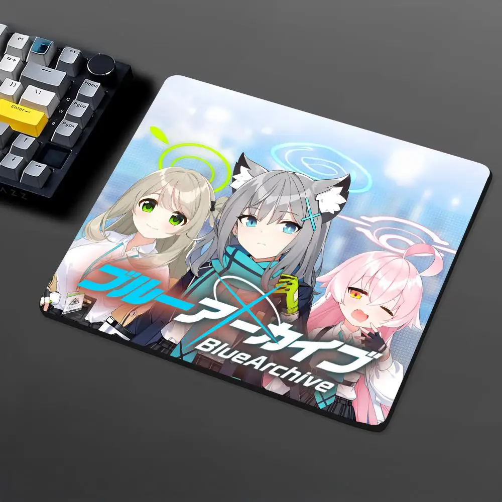 Blue Archive Mouse Pad Small Office Table Mats Computer Accessories Washable Non-slip Rubber with Precision Lock Edge
