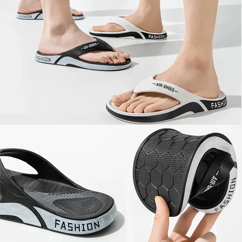 Chanclas de moda para hombre, zapatos de verano para exteriores, zapatillas de playa informales, chanclas antideslizantes de suela blanda de PVC, sandalias de baño para el hogar para parejas