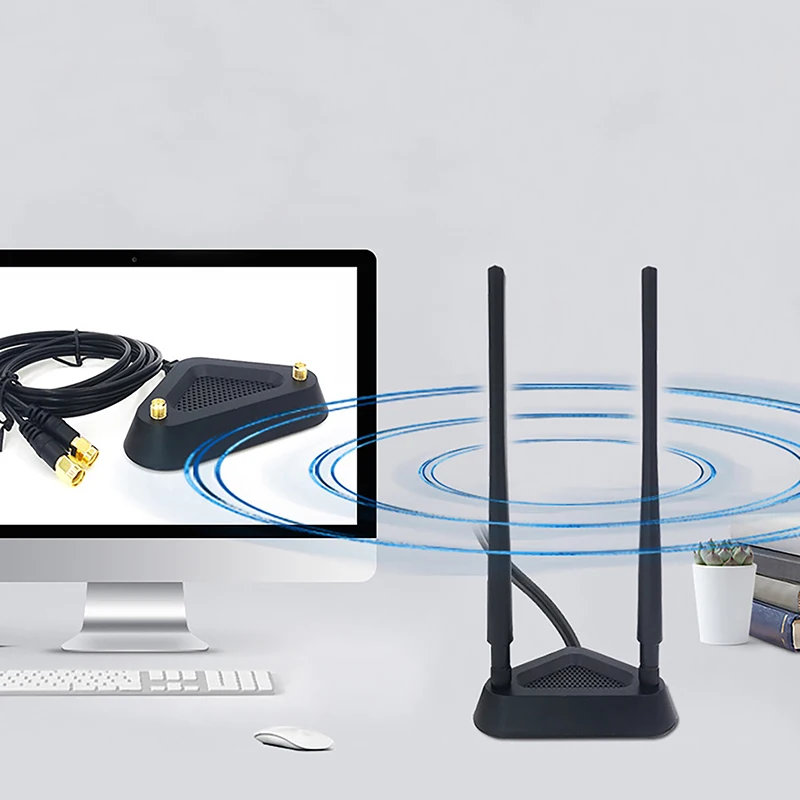 2.4G/5G Dual Band Extension Cable Antenna WIFI Router Wireless Network Card 8DB SMA Antenna Magnetic Base