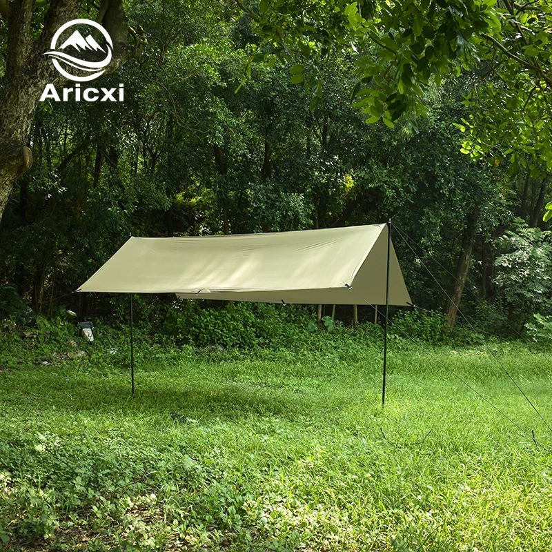 aricxi 4x3m beige cover Black Coating Tarp Waterproof Awning Camping Outdoor Shade Tarpaulin Tent Shelter Sunshade Flysheet