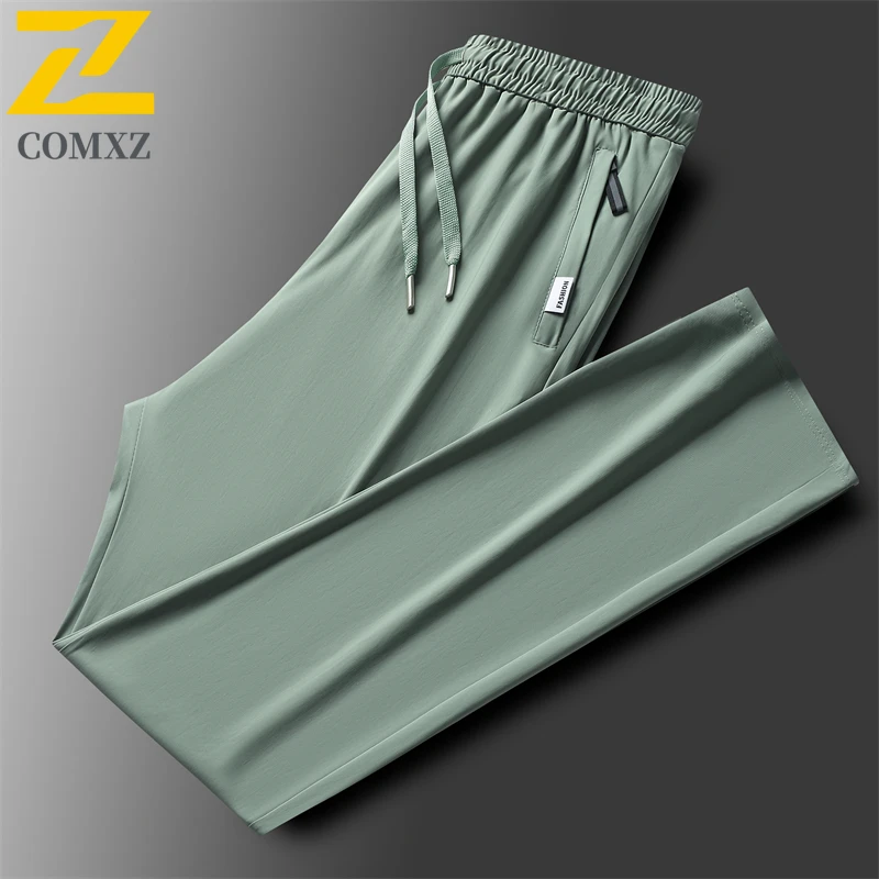 Ice Silk Men Casual Pants Lightweight Comfortable Breathable Fashionable Versatile Sports Pants Fitness Running Drawstring Pants