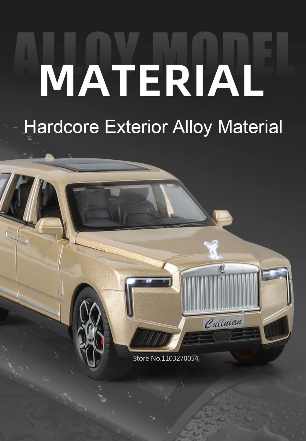 1:32 Rolls-Royce Cullinan Dawn Modell Spielzeug Druckguss Legierung Auto Sound Licht Zurückziehen Türen Geöffnet Miniatur Autos Simulation Ornament – Detail 5
