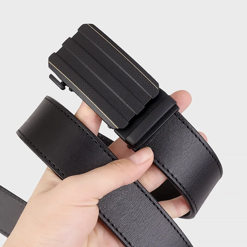 

Mens belts automatic buckle belt Jeans belt pairing Leather edging belt men gift