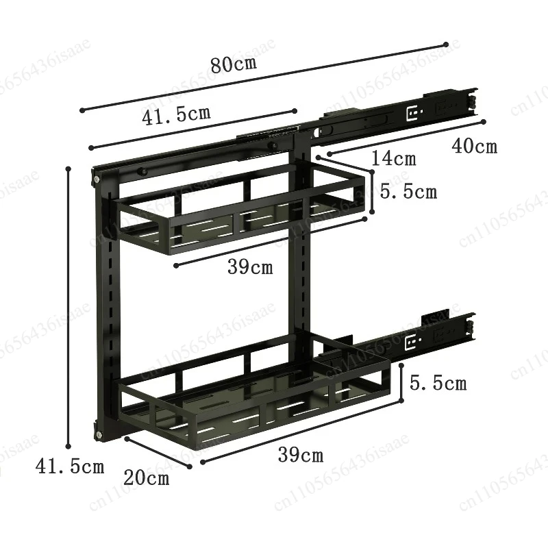 Adjustable Under Sink Organizer, Heavy Duty Pull-Out Storage Basket, Wall Mounted Sliding Shelf Easy to Clean