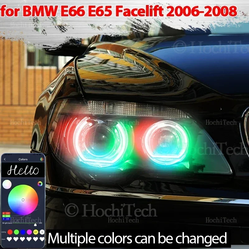 

For BMW 7 Series E65 E66 Facelift 745i 745Li 760Li 760i 2006-2008 Dynamic Rings App control LED Angel Eyes Kit with turn signal