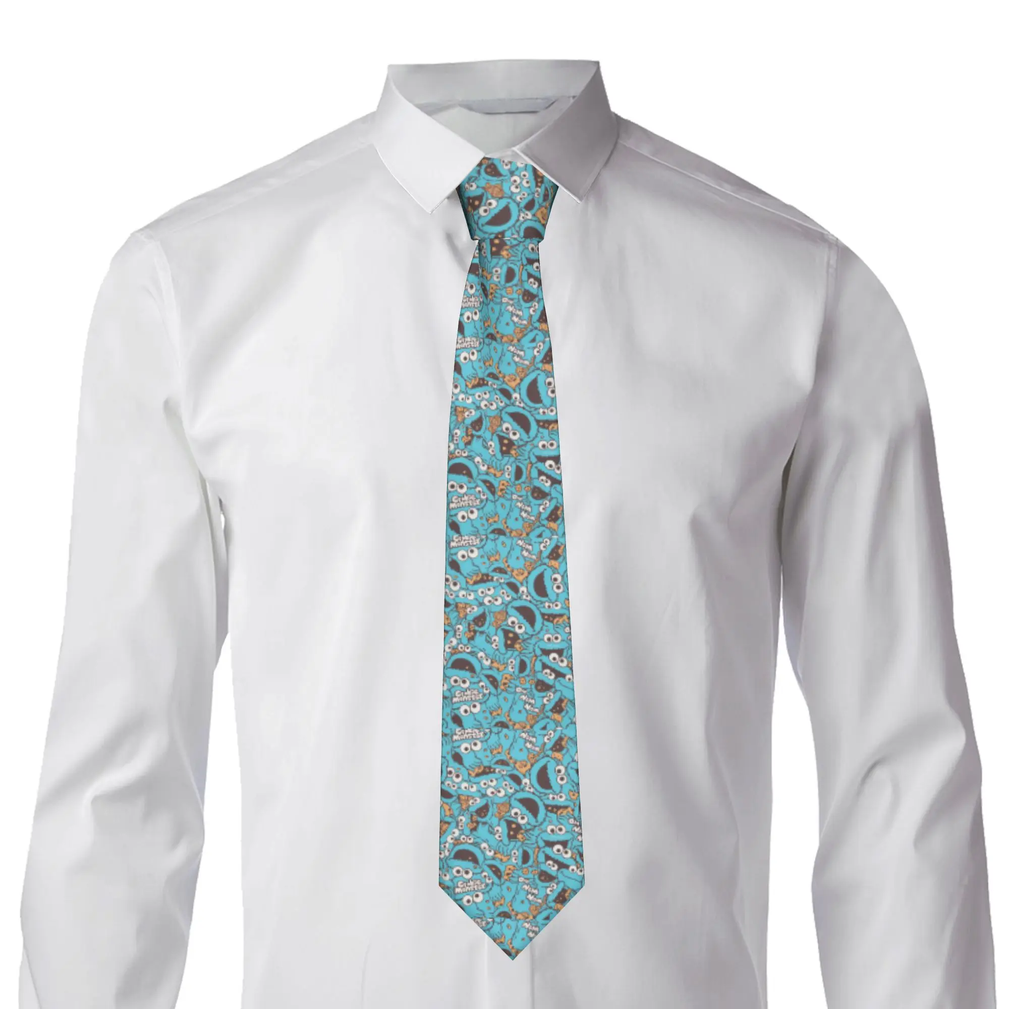 Custom Cookies Anime Monsters Neck Ties Men Printed Necktie Elmo Cartoon Four Seasons Fashion Tie Necktie For Birthday Gift