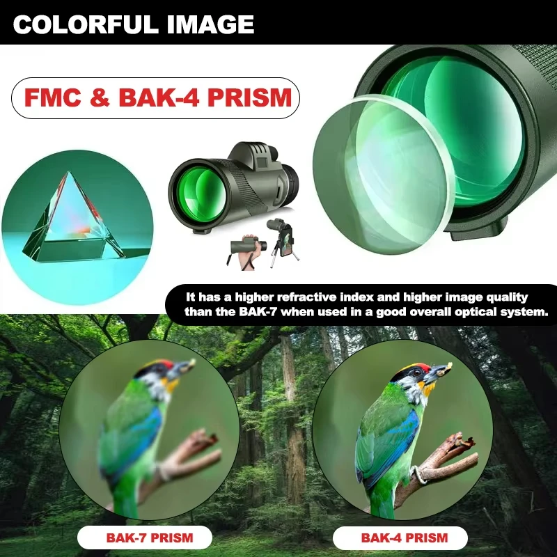 تلسكوب أحادي العين مقاس 80 × 100 مع حامل ثلاثي القوائم ومشبك هاتف مع صندوق هدايا ملون للتخييم في الهواء الطلق والمشي لمسافات طويلة #6