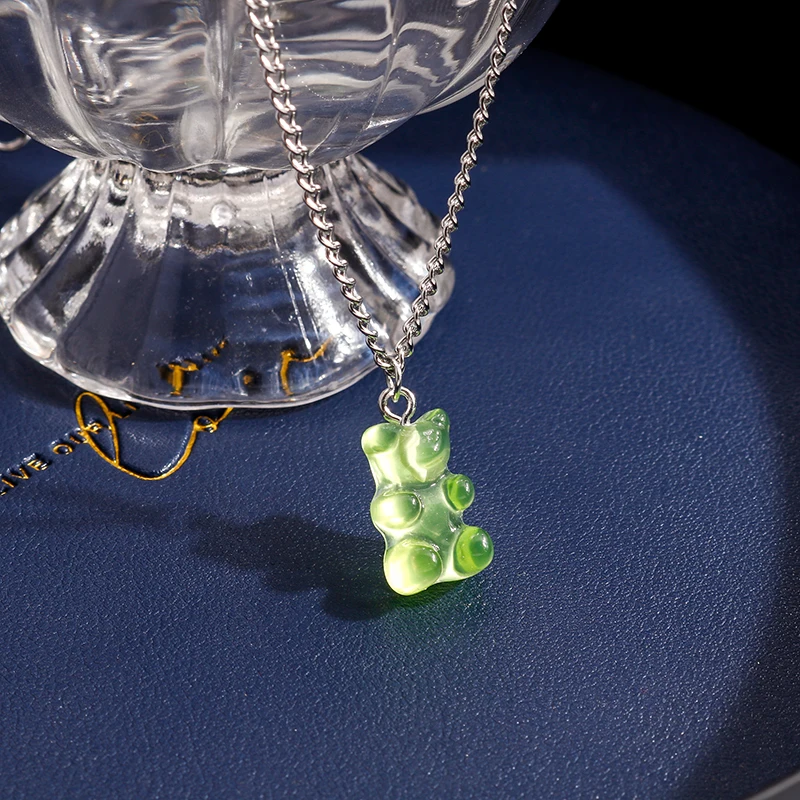 Modische Bonbonfarben-Gummibärchen-Halskette für Frauen und Mädchen, Party, Festival, Schmuck, Geschenke – Detail 7