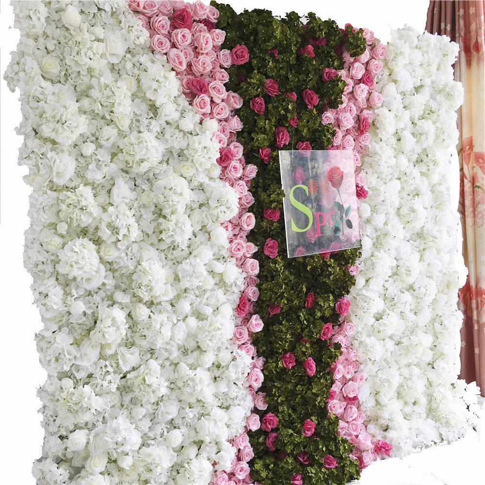 

SPR Wholesale Custom White Pink Wedding Supplies Decoration Rose Backdrop Silk artificial flowers decor Flower Wall