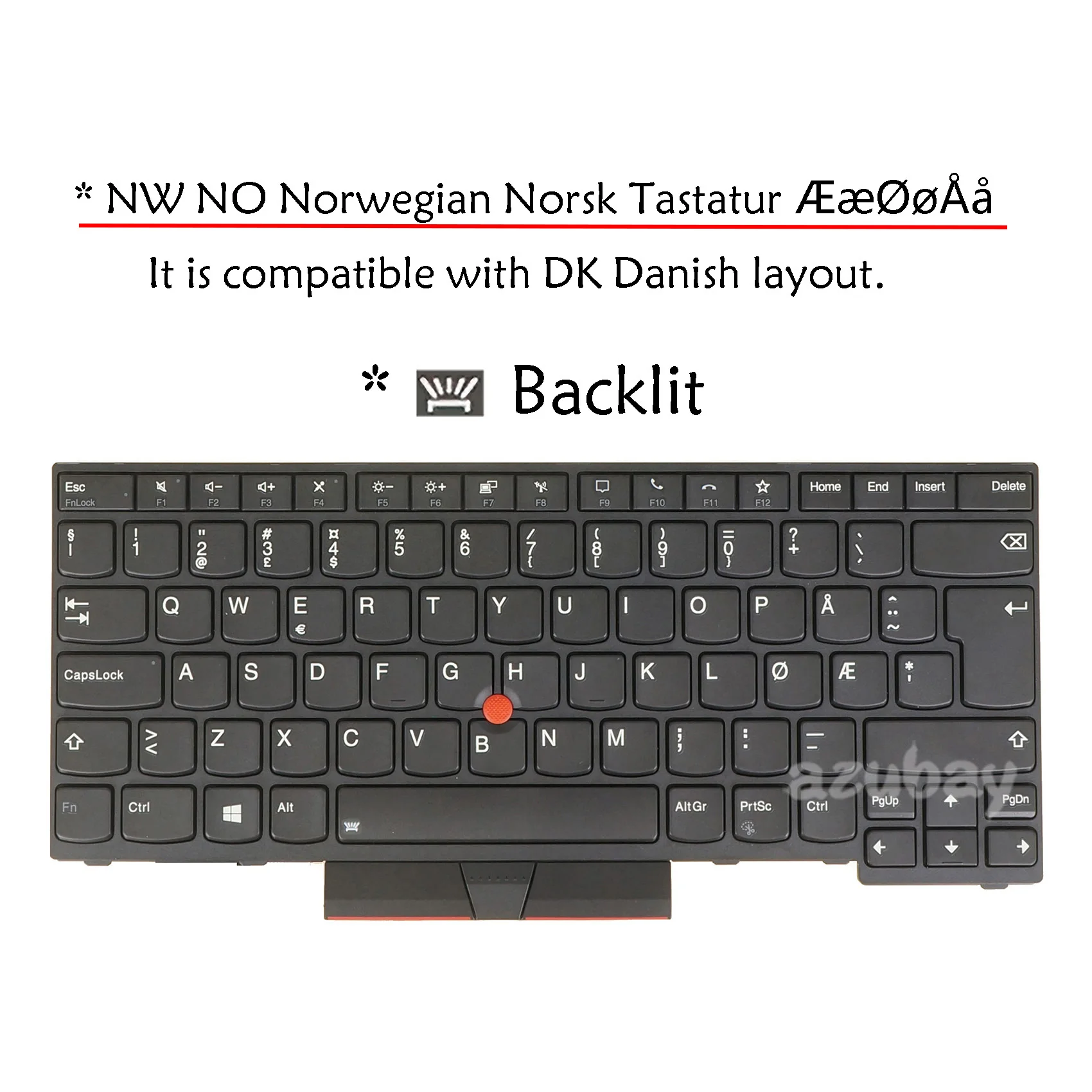 

Danish Norway Swedish Finnish Keyboard For Lenovo ThinkPad T14 Gen 1, T14 Gen 2, P14s Gen 1, P14s Gen 2, 5N20V44082 Backlit