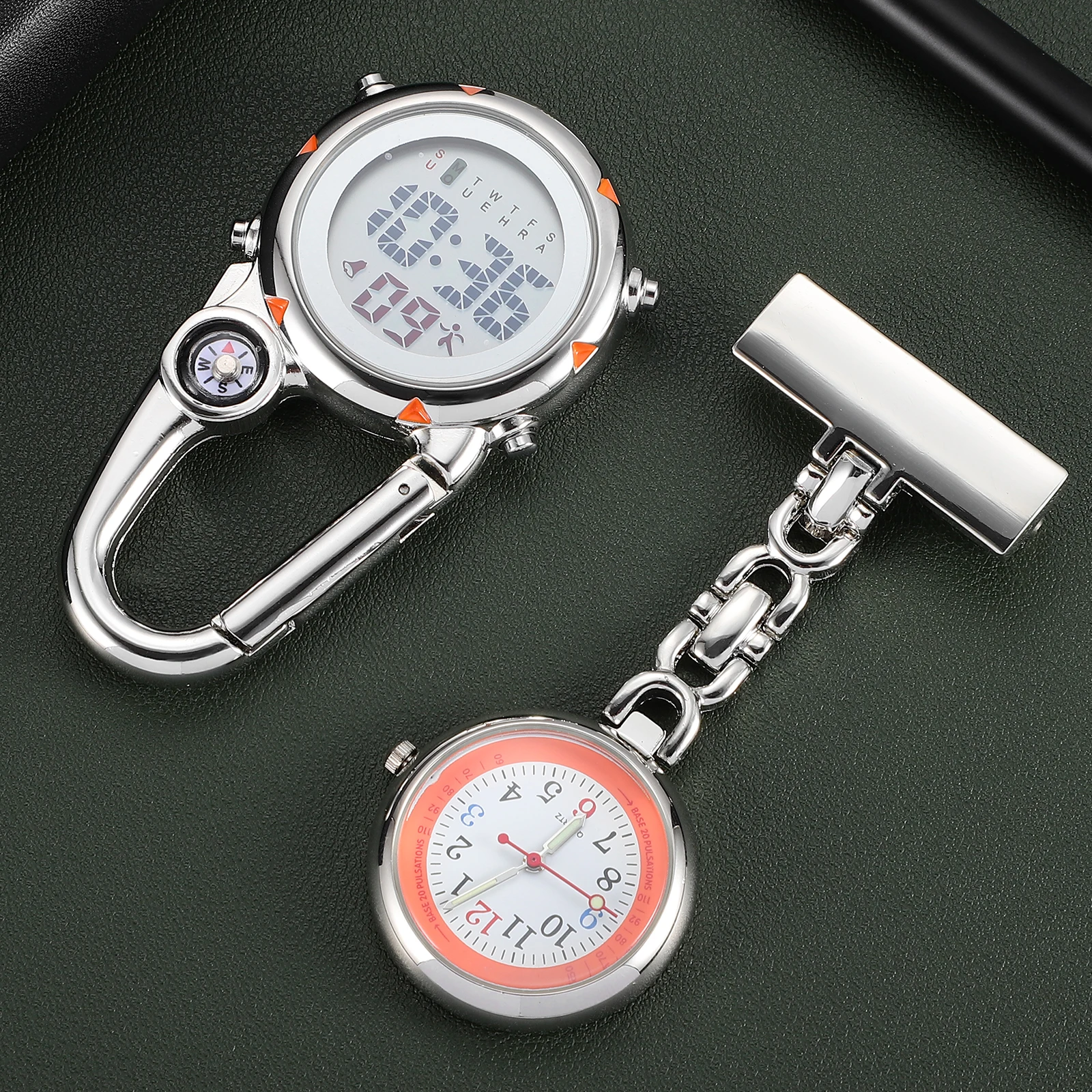 

2 Pcs Watch Set Nurse Clock Nursing Fob Nurses Carabiner Outdoor Clip Pocket Watches for Women's