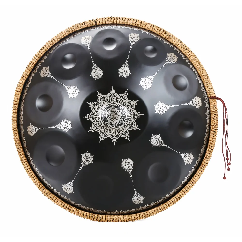 

"22 Inch Stainless Steel Black Mandragora Handpan Drum for Beginners with Custom Logo & 9/10 Notes D Minor/Kurd Tongue Drumming"