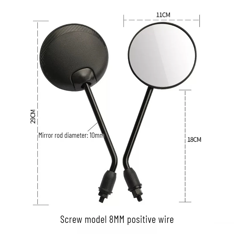 1Pcs/Pair Universal 8mm Rearview Side Mirrors for Motorcycle Scooter E-Bike Adjustable ABS HD Vision Round Side Back View Mirror
