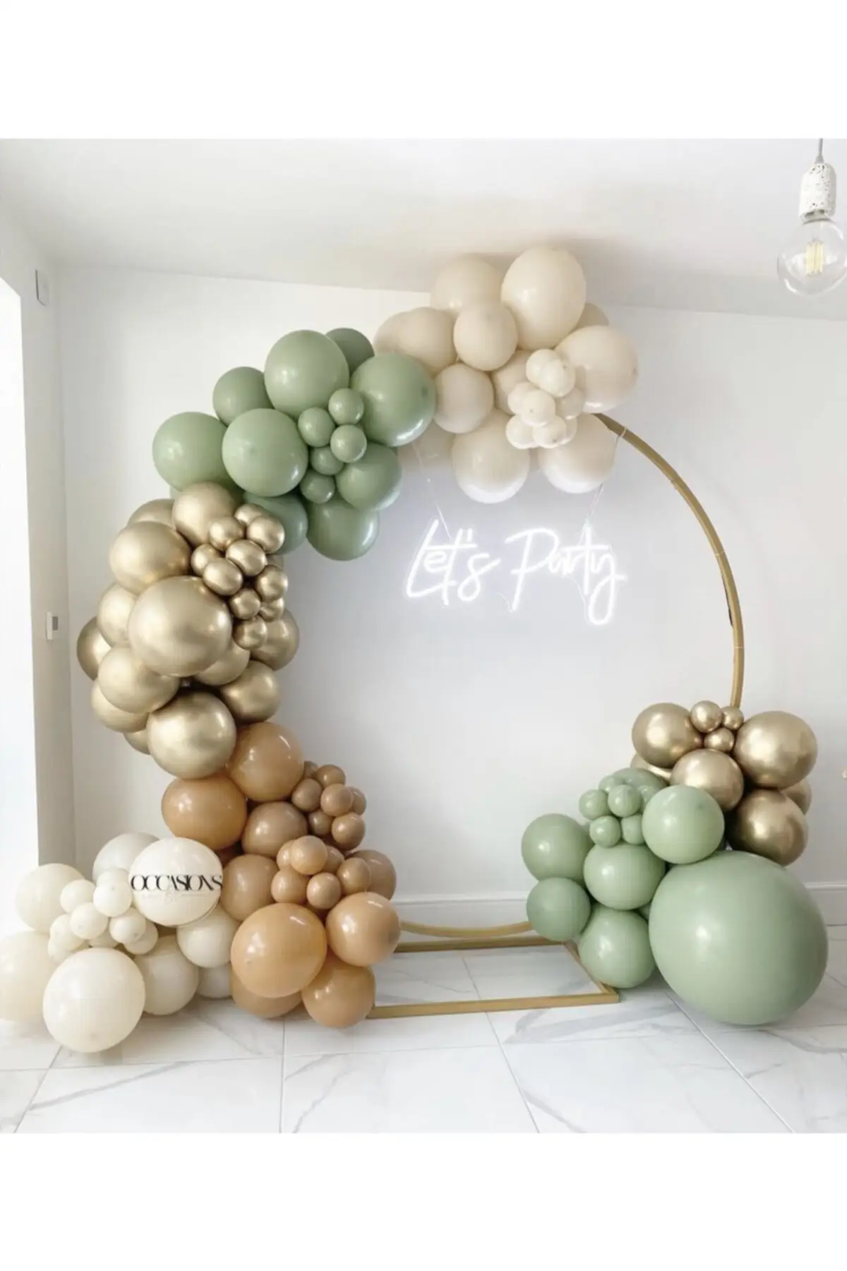 Chrome Gold Mold Green Caramel And Milk Coffee Balloon Chain 100 Pieces Stylish Decorative Eye-catching 2022 Trend