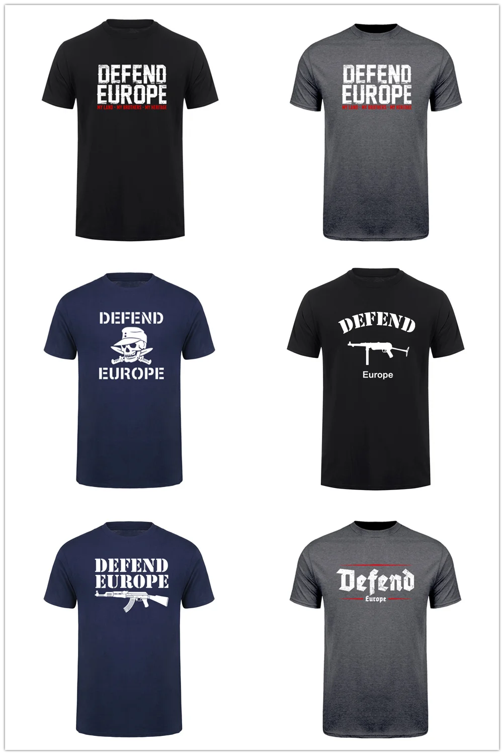 Defend Europe T-Shirts Cooles Design Unisex Kurzarm-Baumwoll-Streetwear-Tops T-Shirt HJ-091 – Detail 3