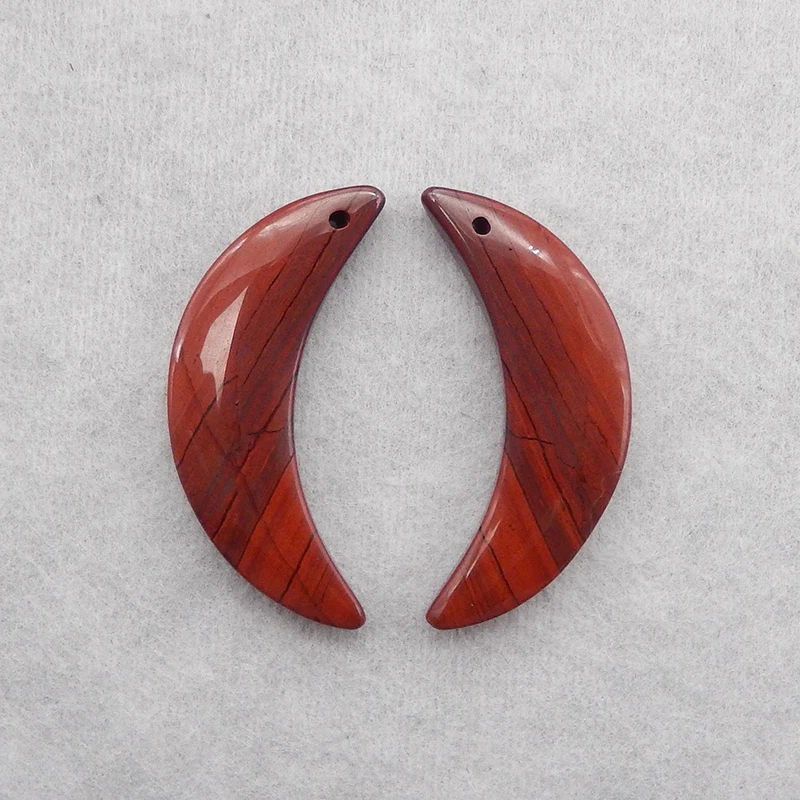 Natural Red River Jasper Moon Earring Bead 32x9x4mm 6g Beauty Jewelry Women Earrings Accessories